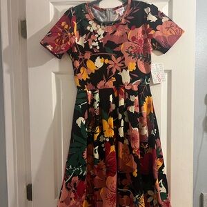 LuLaRoe Black Fit and Flare Dress Short Sleeve Casual